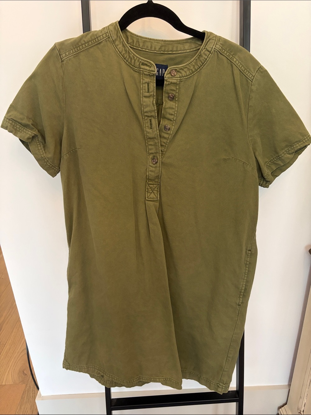 GAP Olive Green Button-Up Henley Top